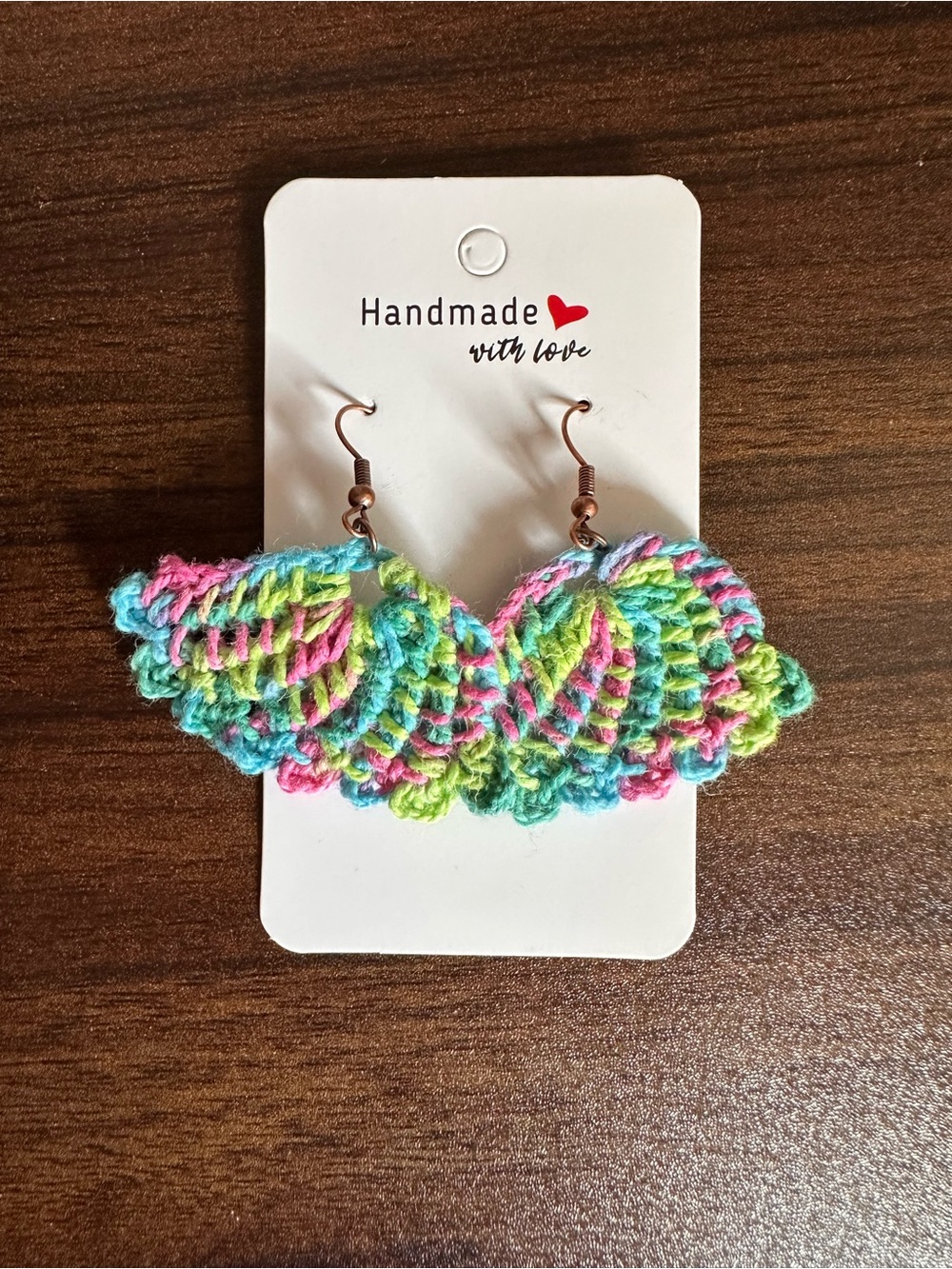 Handmade Multicolor Crochet Fan Drop Earrings - Handmade